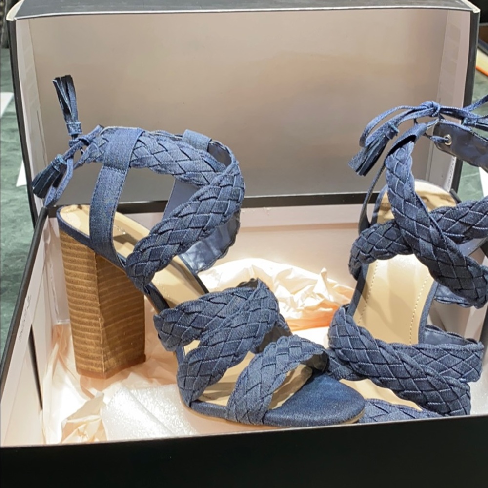 BCBGeneration Lendina-X denim blue sandals w/heel
